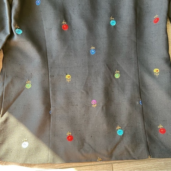 Vintage Peter Martin Pure Silk Floral Embroidered Blazer - Picture 15 of 16